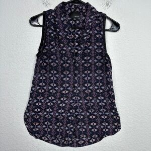 Greylin‎ Shirt Womens Small Silk Abstract Geometric Button Sleeveless Whimsigoth